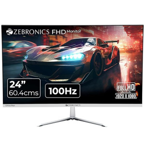 ZEBRONICS A24FHD LED Monitor, 24 inch (60.96cm), 250 nits, 100Hz, Slim Design, FHD, Wall Mountable, HDMI, VGA, Ultra Slim Bezel,Built-in Speakers